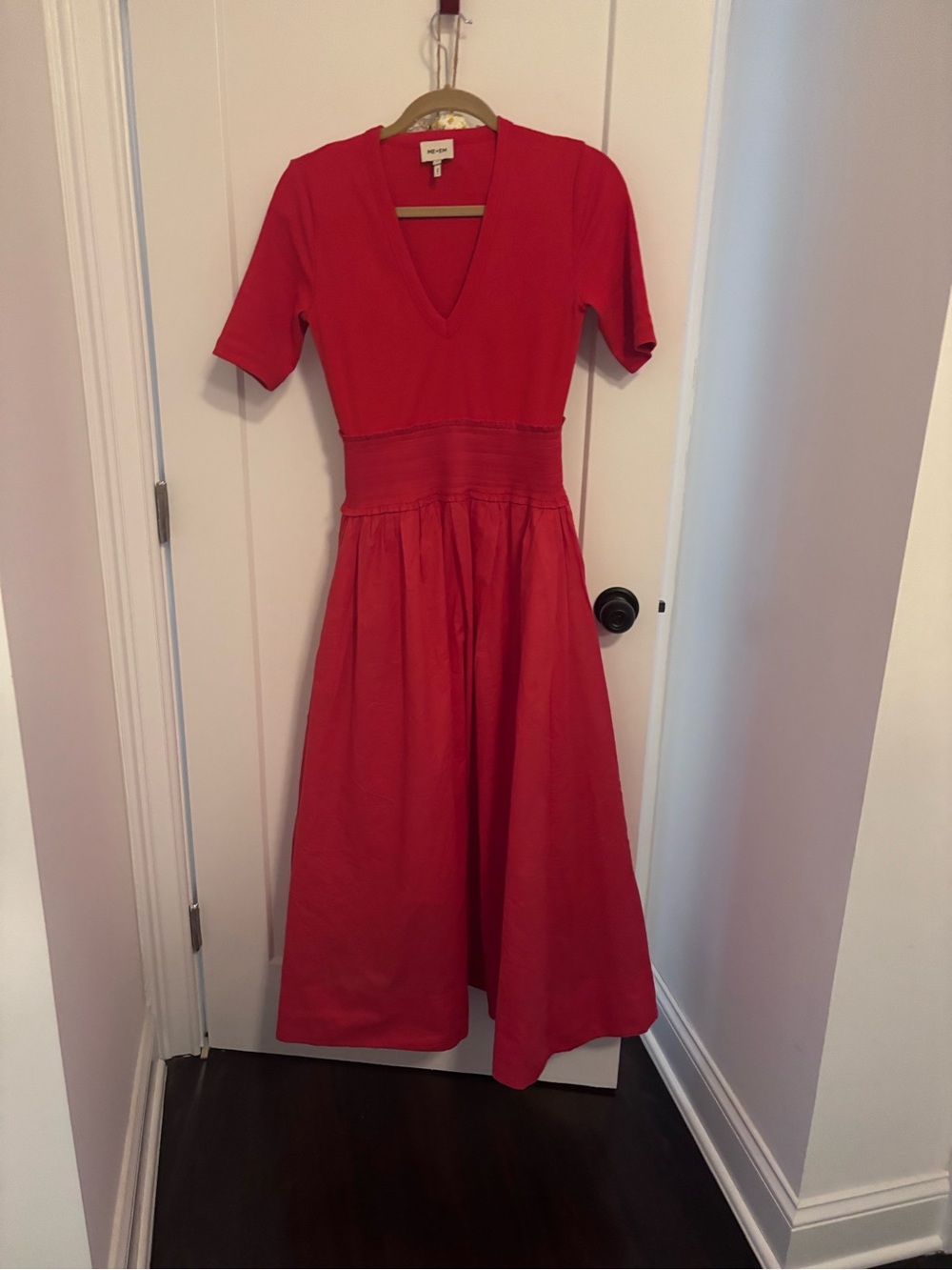 ME+EM Red V-Neck Maxi Dress